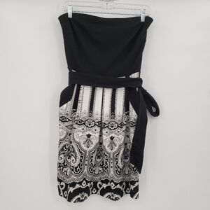 Eva Franco Black White Cotton Strapless Dress